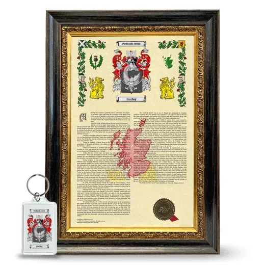 Gurlay Framed Armorial History and Keychain - Heirloom