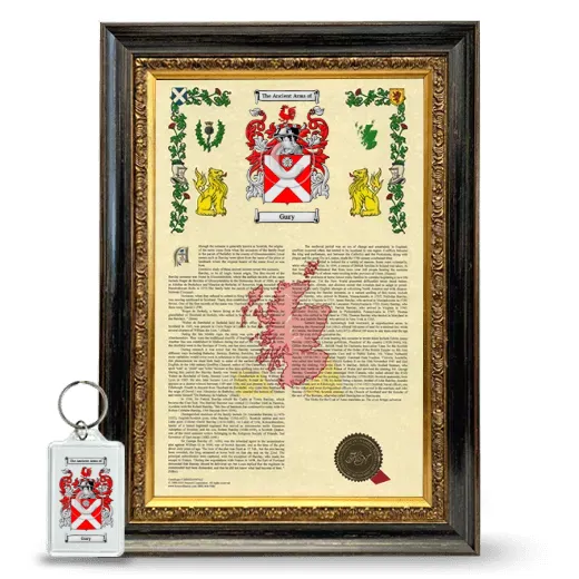 Gury Framed Armorial History and Keychain - Heirloom