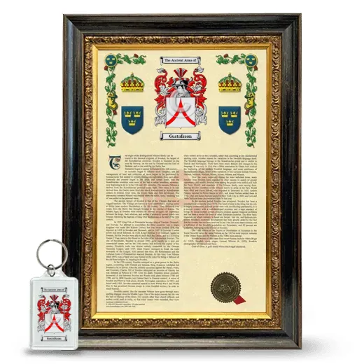 Gustafsson Framed Armorial History and Keychain - Heirloom