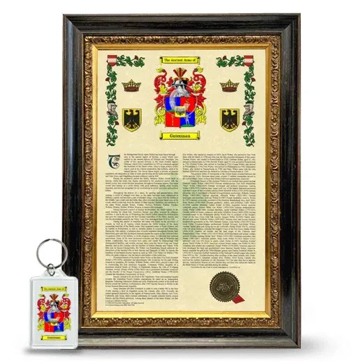 Guterman Framed Armorial History and Keychain - Heirloom