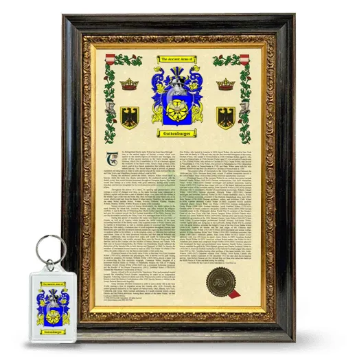 Guttenburger Framed Armorial History and Keychain - Heirloom