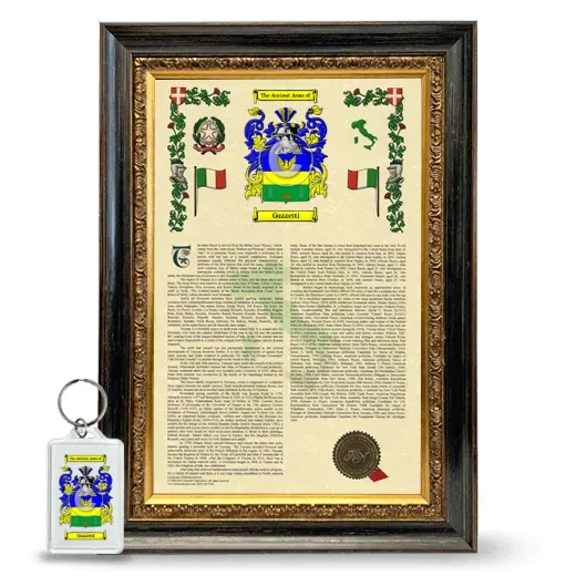 Guzzetti Framed Armorial History and Keychain - Heirloom