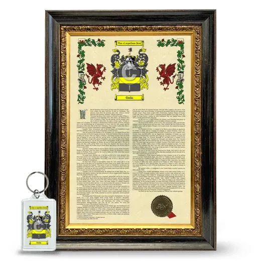 Gwin Framed Armorial History and Keychain - Heirloom