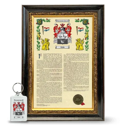 Gysin Framed Armorial History and Keychain - Heirloom