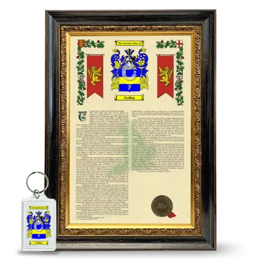 Gysling Framed Armorial History and Keychain - Heirloom