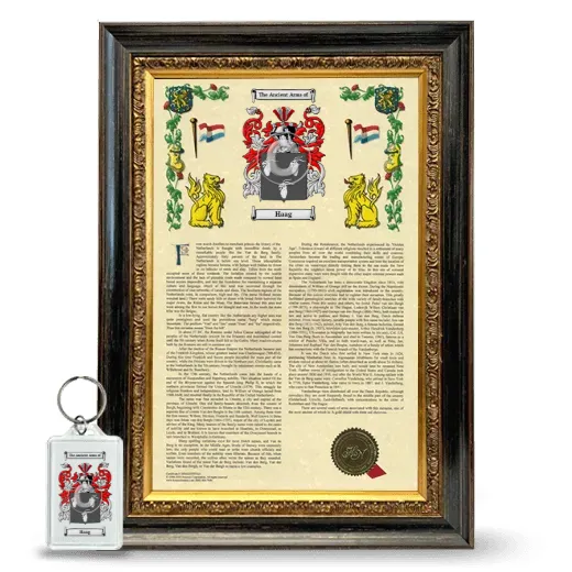 Haag Framed Armorial History and Keychain - Heirloom