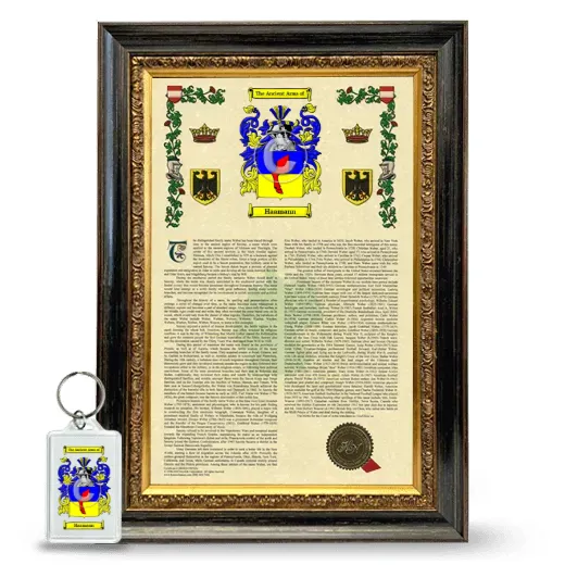 Haamann Framed Armorial History and Keychain - Heirloom