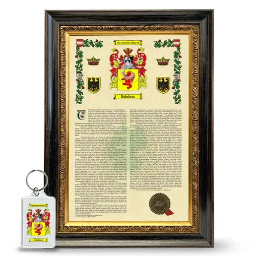 Habsburg Framed Armorial History and Keychain - Heirloom