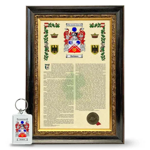 Hachman Framed Armorial History and Keychain - Heirloom