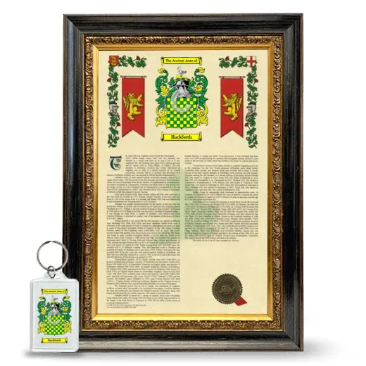 Hackforth Framed Armorial History and Keychain - Heirloom