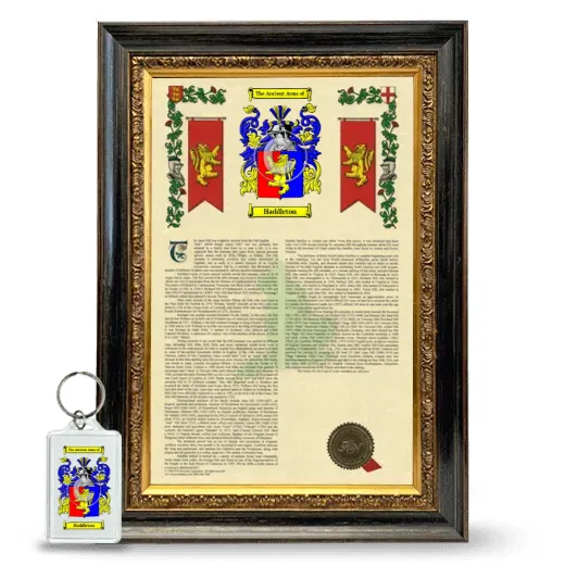 Haddleton Framed Armorial History and Keychain - Heirloom
