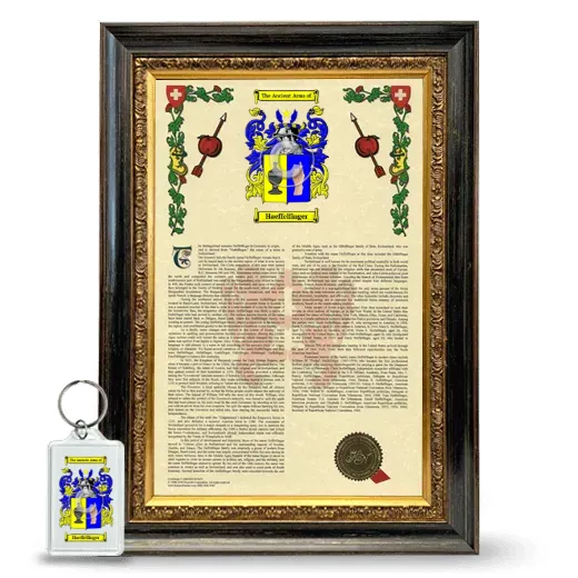 Haeffelfinger Framed Armorial History and Keychain - Heirloom