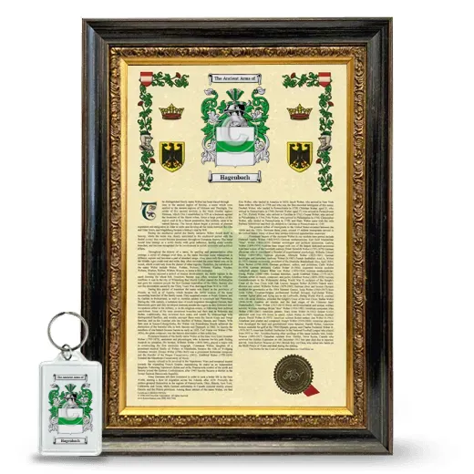Hagenbach Framed Armorial History and Keychain - Heirloom