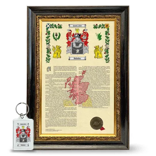 Haladay Framed Armorial History and Keychain - Heirloom