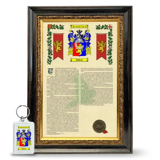 Haltom Framed Armorial History and Keychain - Heirloom