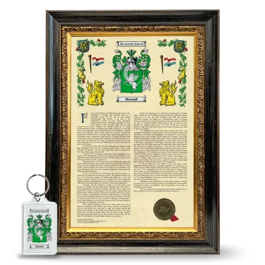 Hammil Framed Armorial History and Keychain - Heirloom