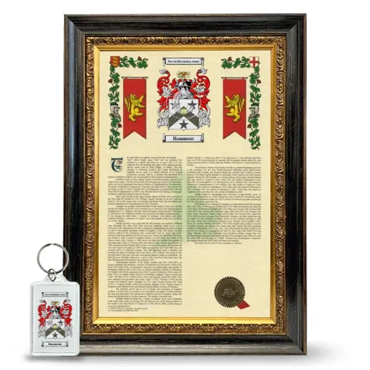 Hammont Framed Armorial History and Keychain - Heirloom