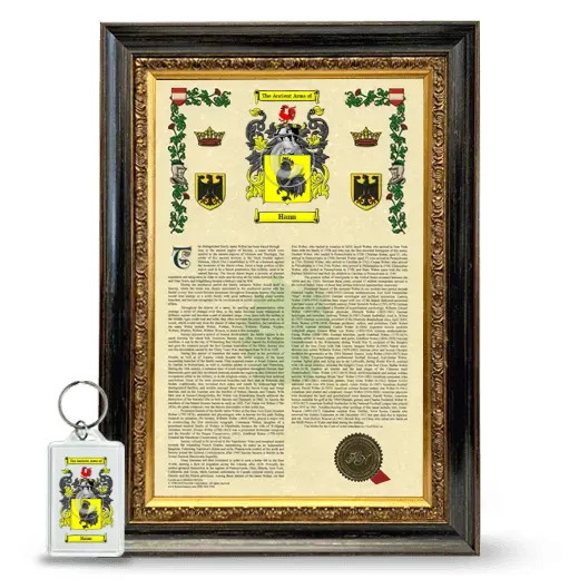Hann Framed Armorial History and Keychain - Heirloom
