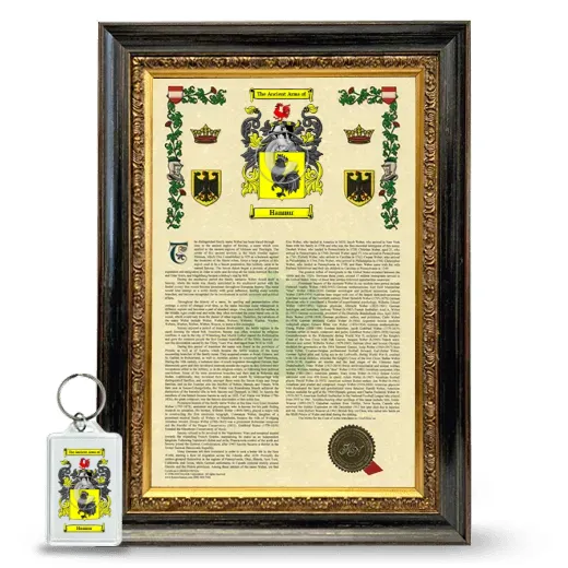 Hannur Framed Armorial History and Keychain - Heirloom