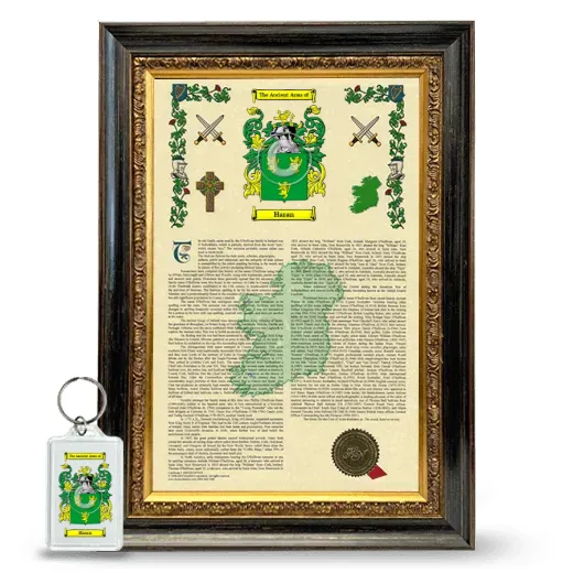 Haran Framed Armorial History and Keychain - Heirloom