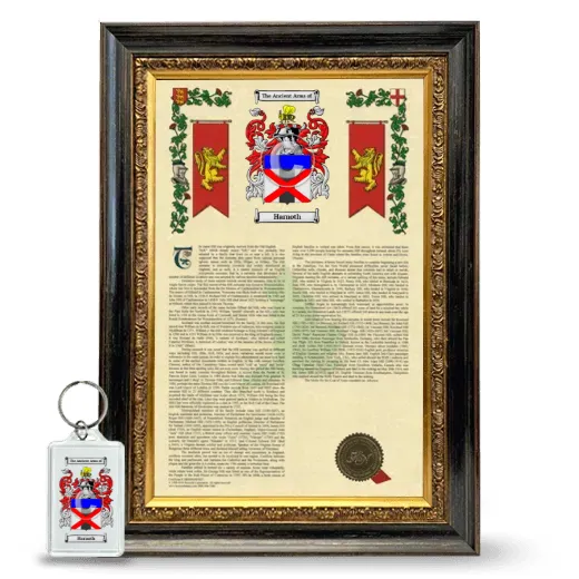 Harnoth Framed Armorial History and Keychain - Heirloom
