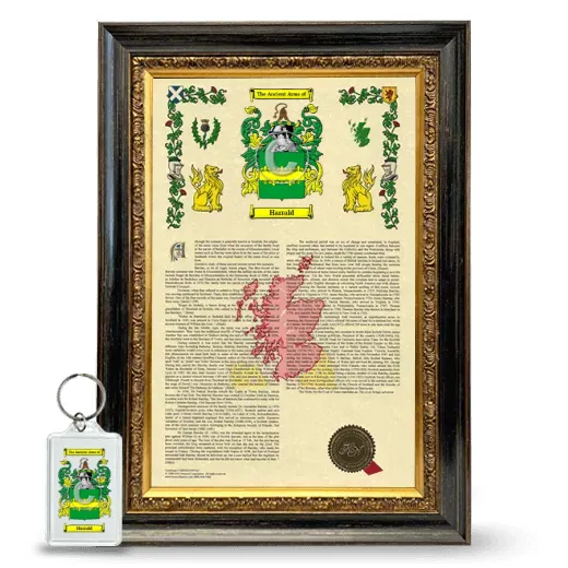 Harrald Framed Armorial History and Keychain - Heirloom