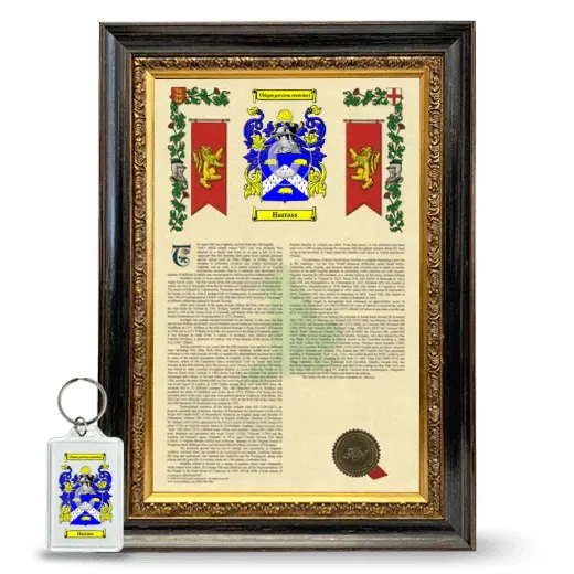Harrass Framed Armorial History and Keychain - Heirloom