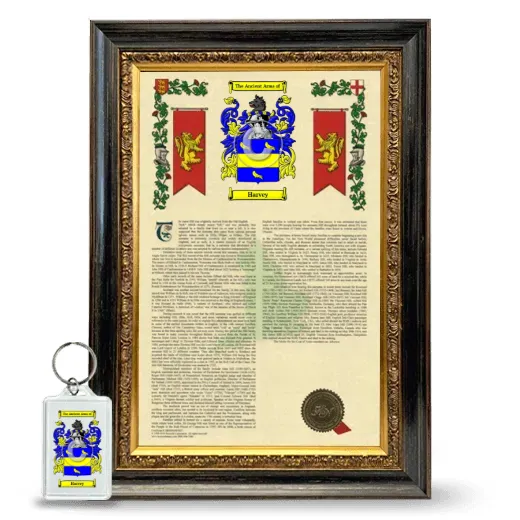 Harvey Framed Armorial History and Keychain - Heirloom