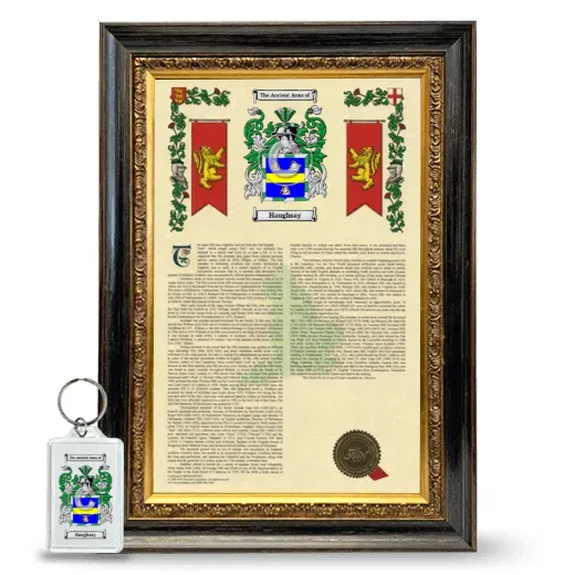 Haughsay Framed Armorial History and Keychain - Heirloom