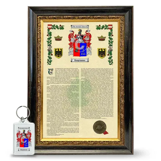 Hauptmann Framed Armorial History and Keychain - Heirloom