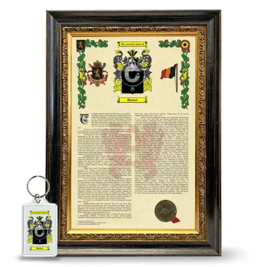 Hauwe Framed Armorial History and Keychain - Heirloom