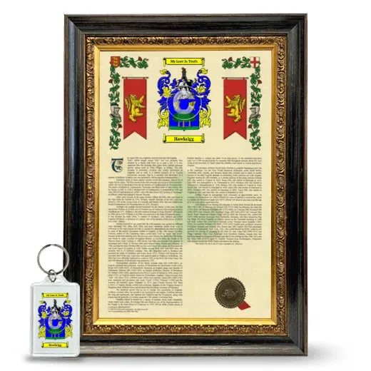 Hawkrigg Framed Armorial History and Keychain - Heirloom