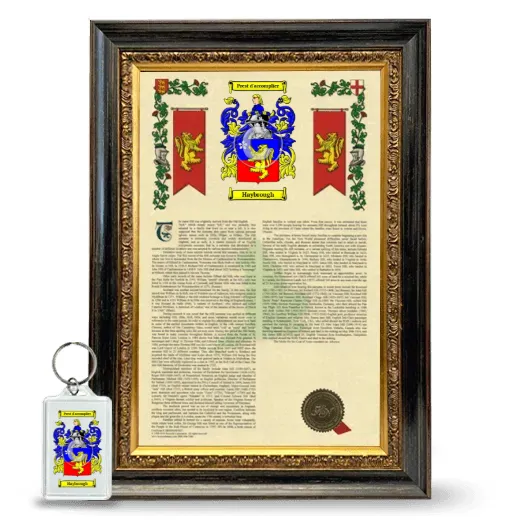 Haybrough Framed Armorial History and Keychain - Heirloom