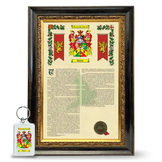 Heaver Framed Armorial History and Keychain - Heirloom