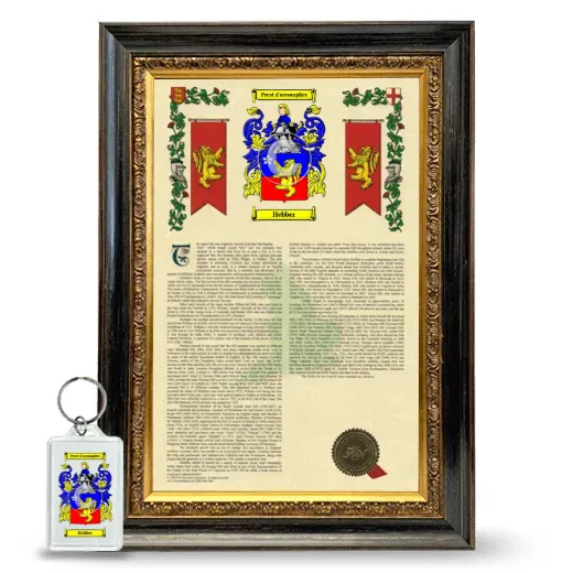 Hebber Framed Armorial History and Keychain - Heirloom