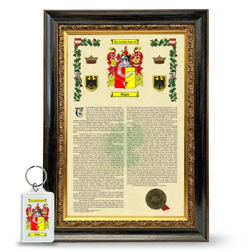 Hegar Framed Armorial History and Keychain - Heirloom