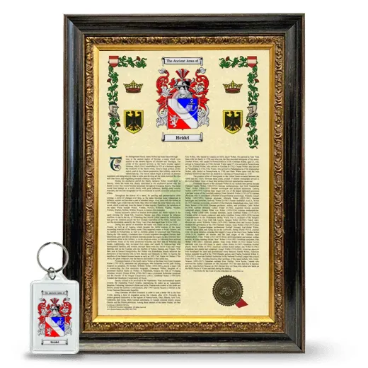 Heidel Framed Armorial History and Keychain - Heirloom