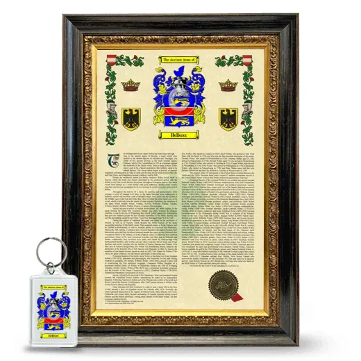 Hellerer Framed Armorial History and Keychain - Heirloom