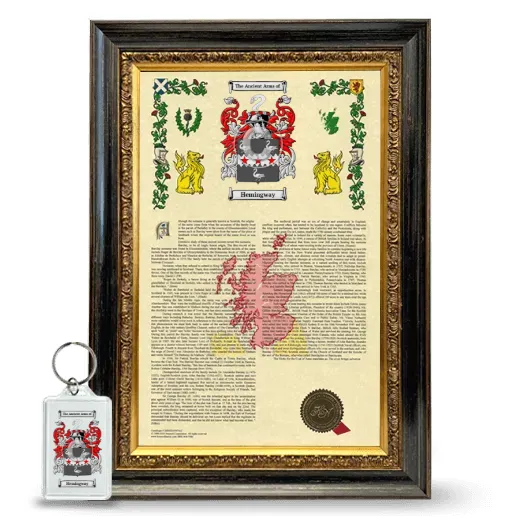 Hemingway Framed Armorial History and Keychain - Heirloom