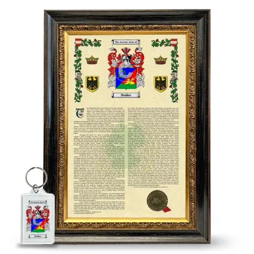 Henkes Framed Armorial History and Keychain - Heirloom