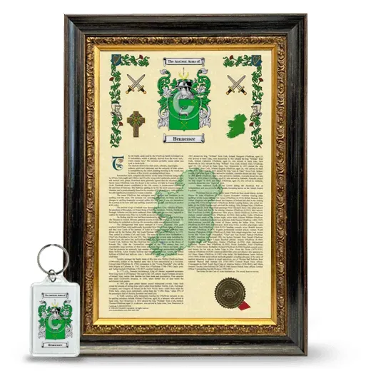 Hennessee Framed Armorial History and Keychain - Heirloom