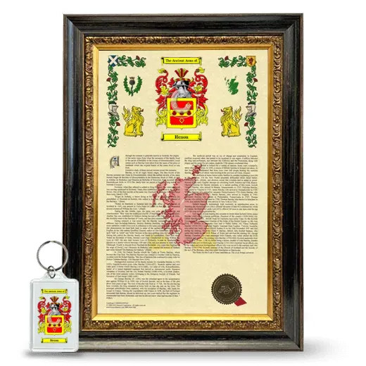Henon Framed Armorial History and Keychain - Heirloom
