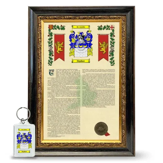 Hepdant Framed Armorial History and Keychain - Heirloom