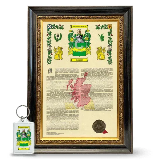 Herault Framed Armorial History and Keychain - Heirloom