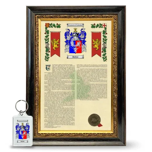Herbut Framed Armorial History and Keychain - Heirloom