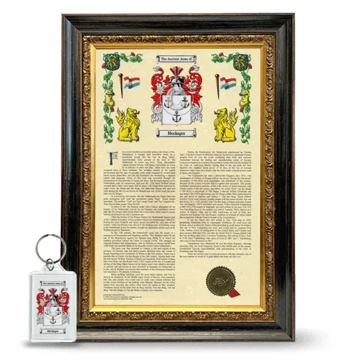 Heringer Framed Armorial History and Keychain - Heirloom