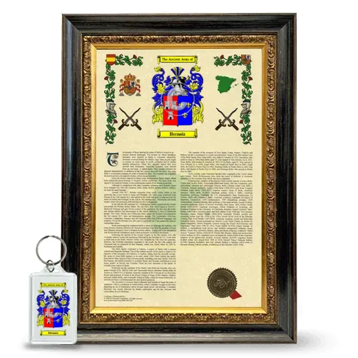 Hernaiz Framed Armorial History and Keychain - Heirloom