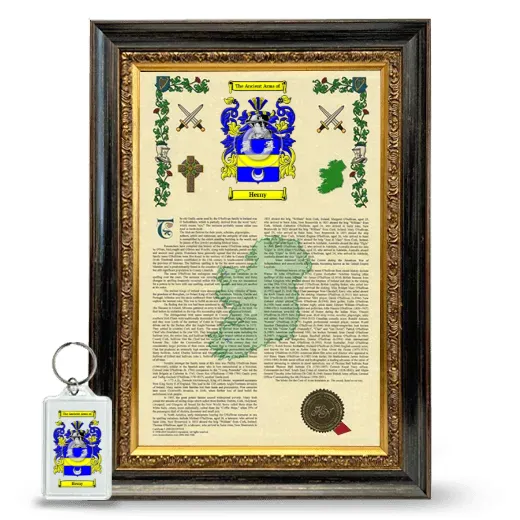Herny Framed Armorial History and Keychain - Heirloom