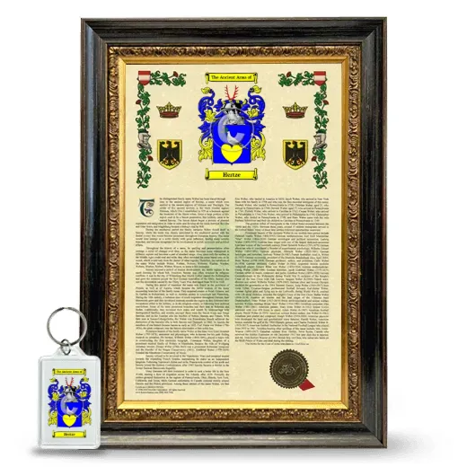 Hertze Framed Armorial History and Keychain - Heirloom