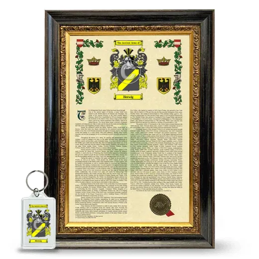 Herwig Framed Armorial History and Keychain - Heirloom